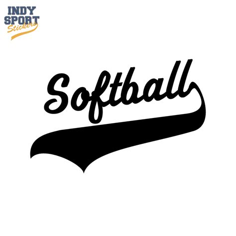 Softball Script Text And Tail Car Stickers And Decals
