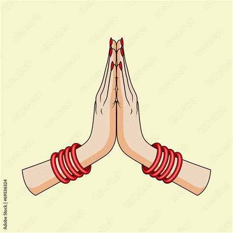 Welcome Gesture Of Hands Of Indian Woman Stock Vector Adobe Stock