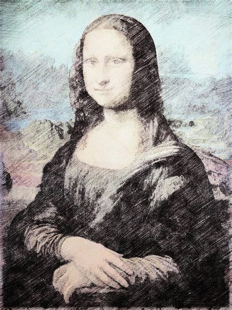 Leonardo Da Vinci Portrait Of Mona Lisa Color Pencil Sketch Remake