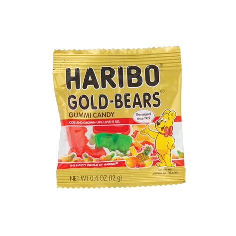Haribo Gummy Bears Bulk Pack 100 Individually Wrapped Fun Size Candy Packs In Reusable Plastic