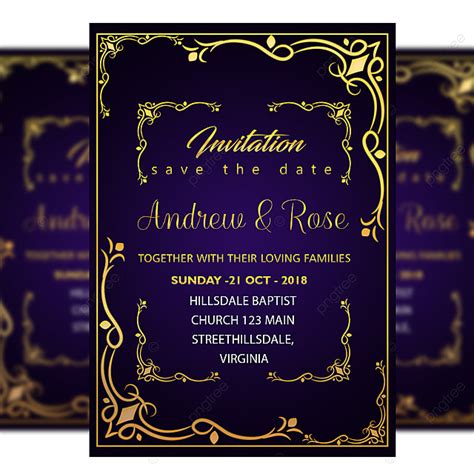Its fully layered and organized to keep customization in adobe photoshop very simple. Blue Wedding Invitation Card Template Psd With Gold Frame And Border Template for Free Download ...