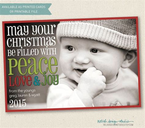 Custom Christmas Photo Card Peace Love And Joy By Relishdesignstudio