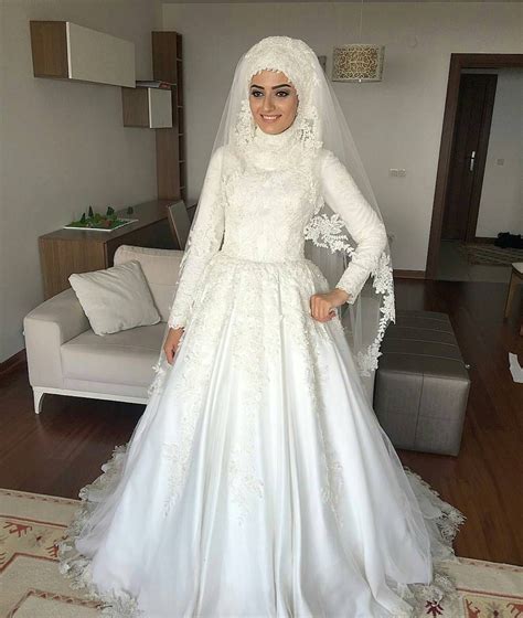 Hijab Wedding Dresses Turkey Pink Arabic Muslim Wedding Dress 2017 New Arrival Lace Akay