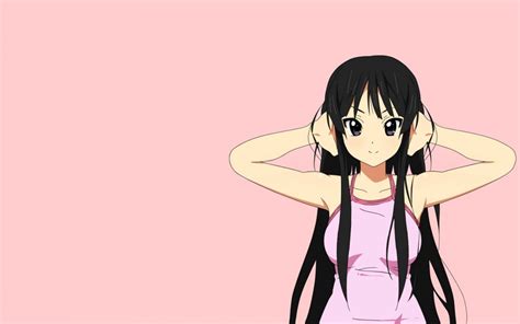 K On Pink Akiyama Mio Anime Simple Background Arms Raised Pink