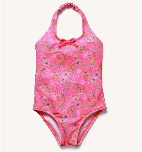 Girls Coral Paisley Halter Swimsuit Swimsuits Halter Swimsuits