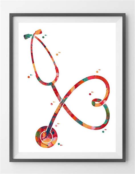 Stethoscope Watercolor Print Medical Tools Poster Anatomy Art Etsy