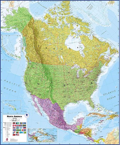 Maps International Large Political North America Wall Map