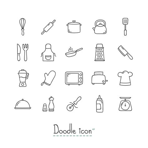 Doodle Kitchen Icons Set 964018 Vector Art At Vecteezy