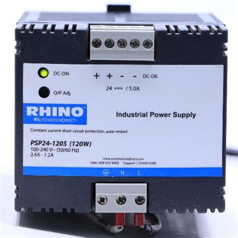* RHINO AUTOMATIONDIRECT PSP24-120S (120W) POWER SUPPLY 24V 5.0A OUTPUT