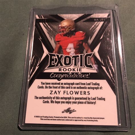 Zay Flowers 2023 Leaf Exotic Rookie Rc Auto Signature 11 Ebay