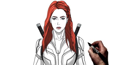 How To Draw Black Widow 2021 Step By Step Marvel Youtube