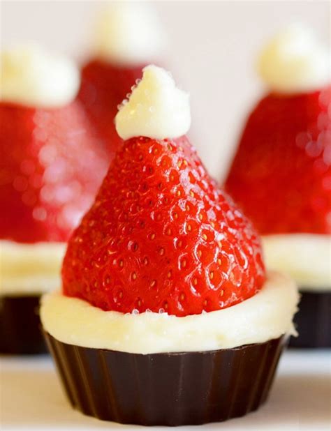 · the best way to serve these classic mini cheesecakes is with chocolate covered strawberries on top! Santa Hat Mini Cheesecake Recipe - Christmas Party Dinner ...