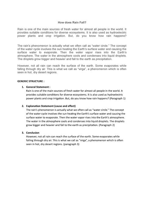 How does Rain Fall - Esai mengenai bahagimana cara hujan turun. - How