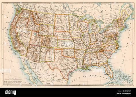 United States Map 1870s Color Lithograph Stock Photo Alamy