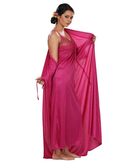 Buy Lucy Secret Smart Pink Nighty With Robe Online At Best Prices In