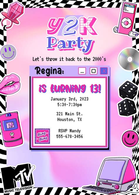Y2k Birthday Party Invitation 2000s Birthday Invitation 00s Etsy Artofit