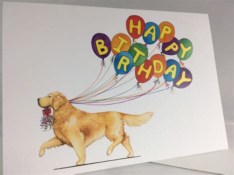 Golden Retriever Happy Birthday Card Etsy