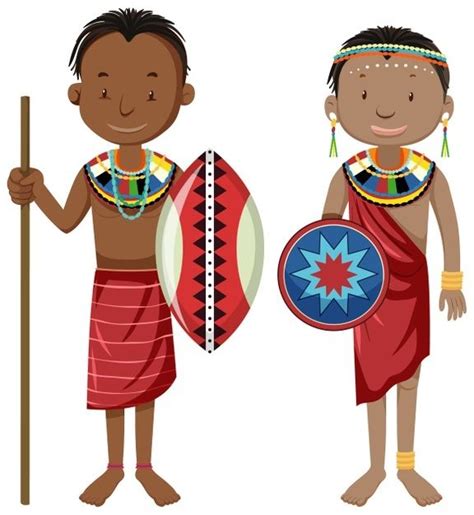 Traditional Clothing Of African Tribes Free Vector