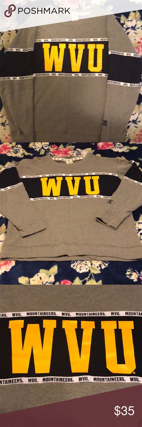 Vs Pink West Virginia University Wvu Sweatshirt Blue Banner