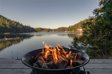 High Res A Fire By The Lake Picture — Free Images