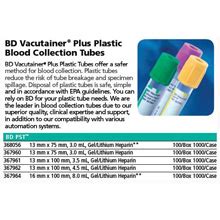 BD VACUTAINER Plus Plastic Plasma Tube With Hemogard Closure 13mm X