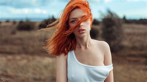 Wallpaper Face Sunlight Women Redhead Model Long Hair Red