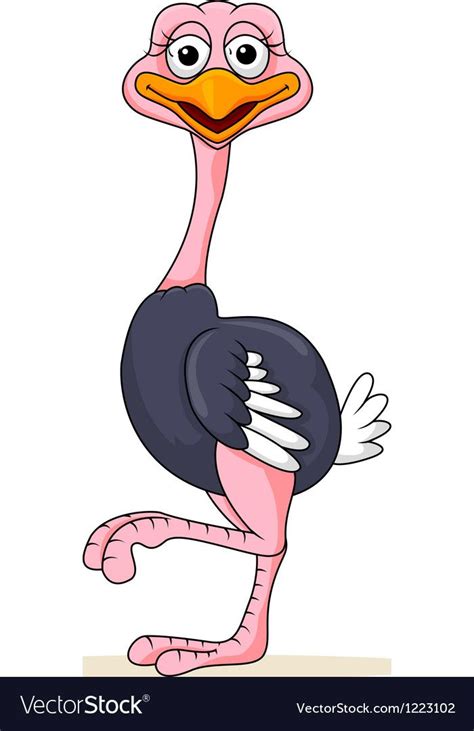 Vector Illustration Of Funny Ostrich Cartoon Download A Free Preview