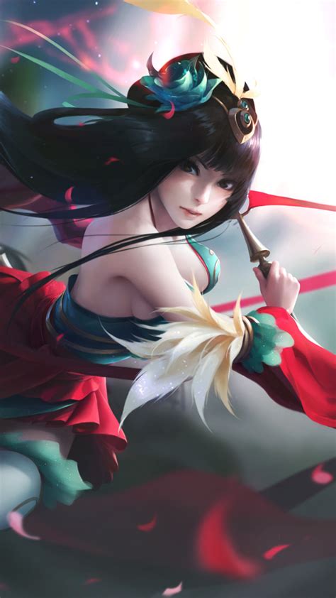 2160x3840 Anime Warrior Long Hair Girl Sony Xperia Xxzz5