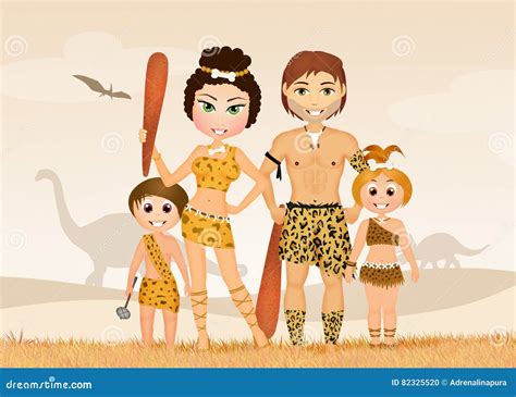 Familia Prehistórica Stock De Ilustración Ilustración De Prehistoria