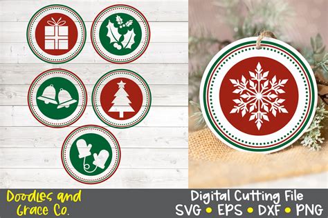 Christmas Round Ornaments Svg Eps Dxf Png 896150 Cut Files