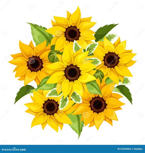 Vector Bouquet Of Sunflowers Vector Illustration Stock Vector