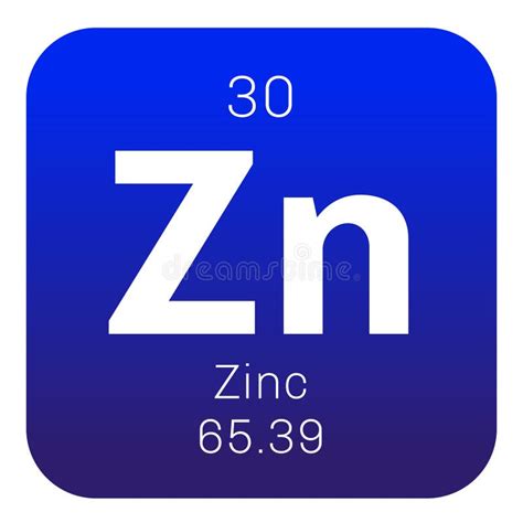 Zinc Chemical Element Chemical Symbol With Atomic Number And Atomic Mass Stock Vector