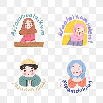 Islamic Greeting White Transparent Cute Greetings Islamic Sticker Set