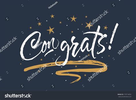 Congrats Congratulations Card Beautiful Greeting Scratched Stock Vector