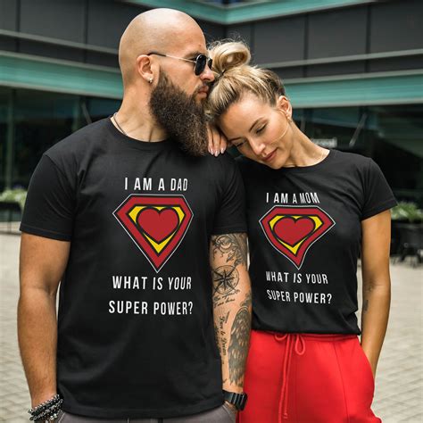 customized couple t shirts mom and dad super power couple ts
