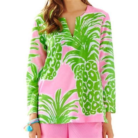 Lilly Pulitzer Pineapple V Neck Top Sz S On Mercari Lilly Pulitzer