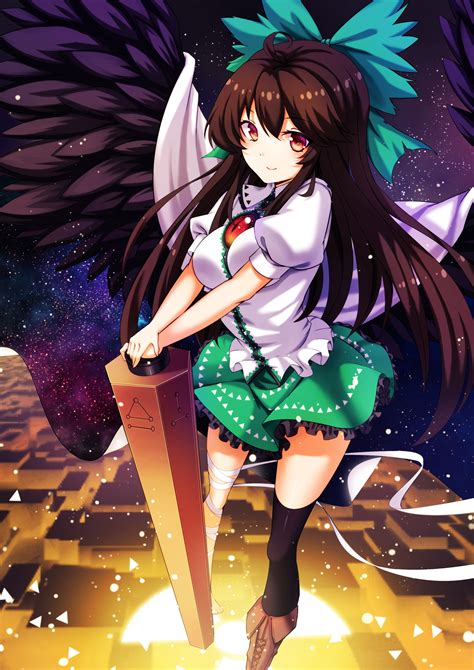 Wallpaper Illustration Long Hair Anime Girls Wings Touhou Reiuji