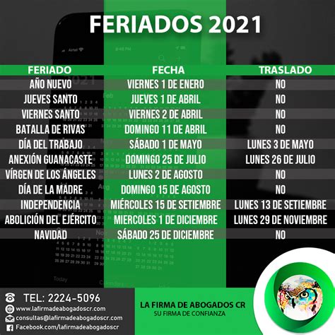 Todos os 19 feriados na espanha 2021 nesta lista. Calendario de Feriados 2021 | La Firma de Abogados Costa Rica