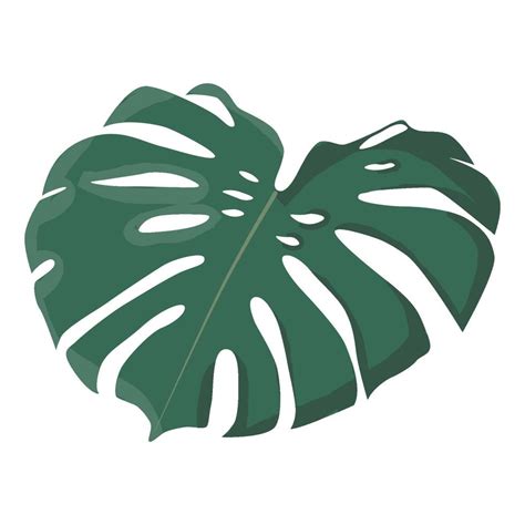 Green Monstera Leaf Flat Design Sticker Icon Illustration Isolated On