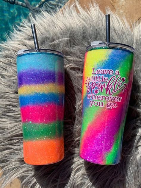 Glitter Tumbler Rainbow Glitter Sparkle Cup Personalized Etsy