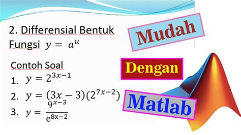 Tutorial Matlab Kalkulus Turunan Fungsi Berpangkat Soal No 2 YouTube