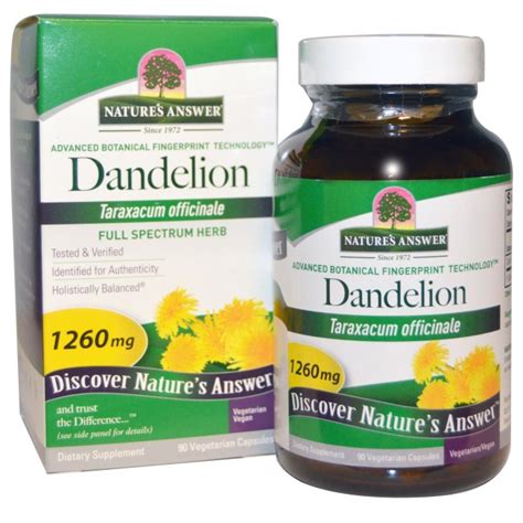 Dandelion Root Herbal Extract 90 Vegetarian Capsules Natures Answer