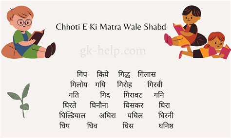 Chhoti Ee Ki Matra Wale Shabd Gk Help
