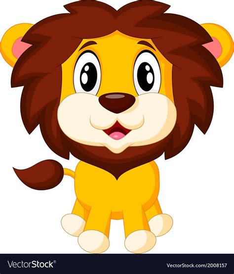 Cute Lion Cartoon Vector Image On Vectorstock In 2020 Lion