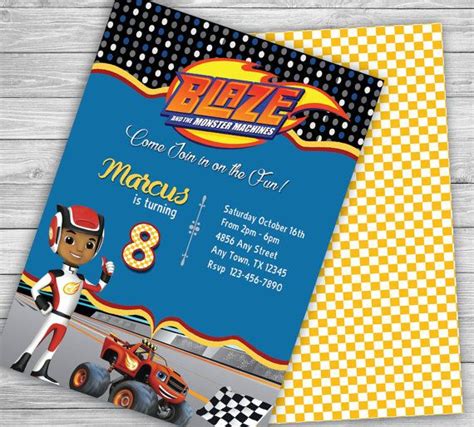 This product listing is for a personalized birthday invitation in digital printable file only. Blaze and the Monster Machines - Personalized Birthday ...