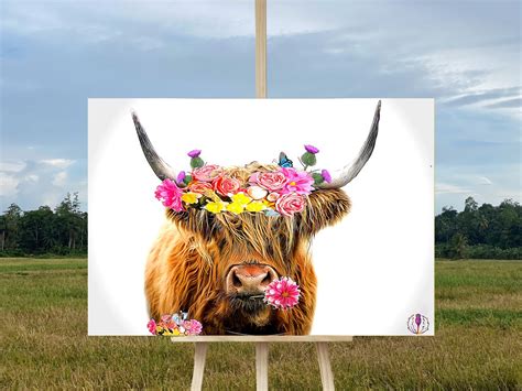 Scottish Highland Cow Wall Art Cattle Canvas Cow Wall Art Etsy Uk