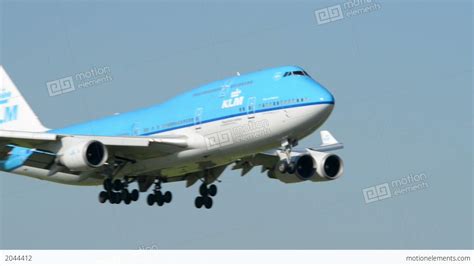 Big Klm Boeing 747 Jumbo Airplane Landing 11034 Stock Video Footage