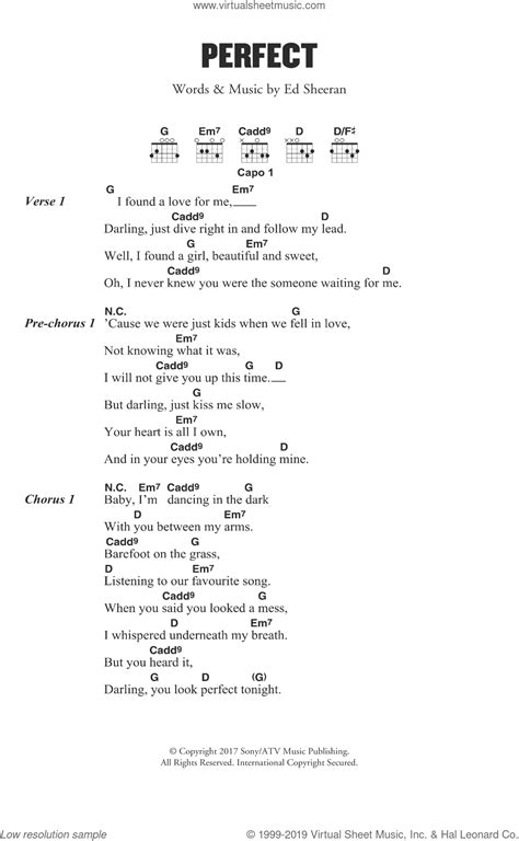 Perfect chords by ed sheeran. Sheeran - Perfect sheet music for guitar (chords) PDF