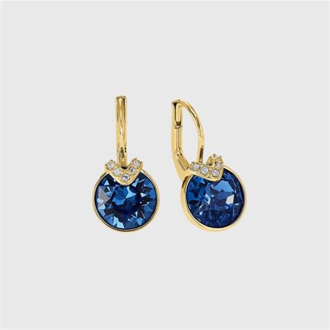 SWAROVSKI Bella V Pierced Earrings Blue Gold Tone Plated Home Delivery