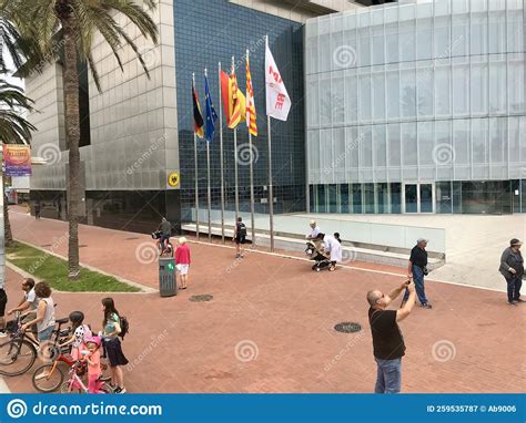Barcelona Spain June 2019 A Group Of People Standing In Front Of A